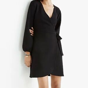 Madewell Texture & Thread long sleeve side tie dress in black